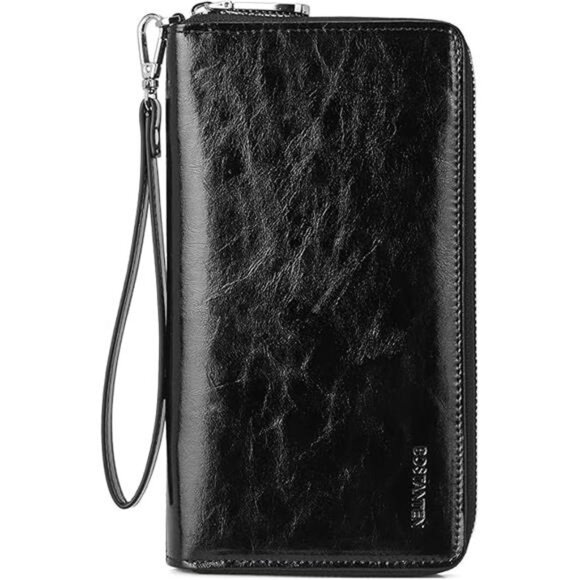Leather Wallets for Women RFID Blocking Credit Cards Holder Phone Clutch Black - Picture 7 of 7